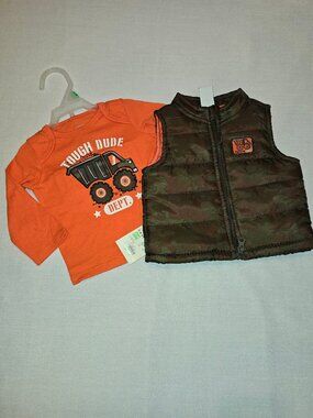 Healthtex Baby Boy Camo Vest Tough Dude 2 Piece Outfit Set Size Shown
